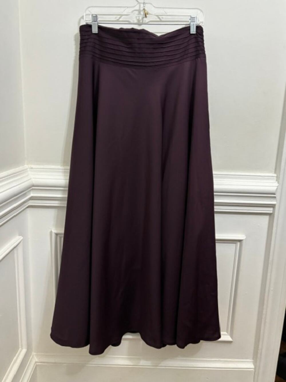 Tayun-Sola Midi Skirt Flowy High Waist Plum Chiffon Long Size 12 Fall